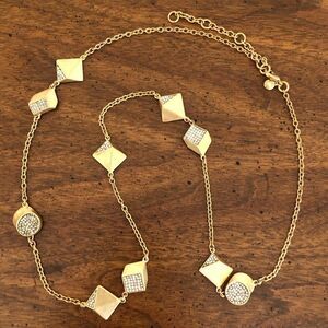J.Crew | Pave Geometric Station Necklace | 32” Adjustable